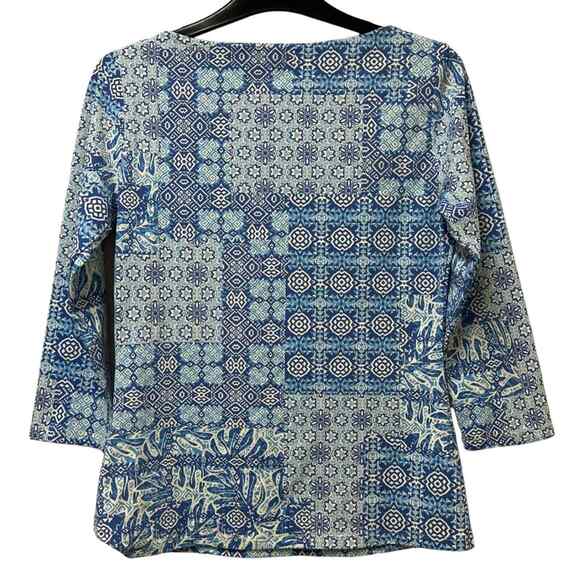 J. McLaughlin Blue Wavesong Signature Tee in Medallion Lane XS - Picture 4 of 8